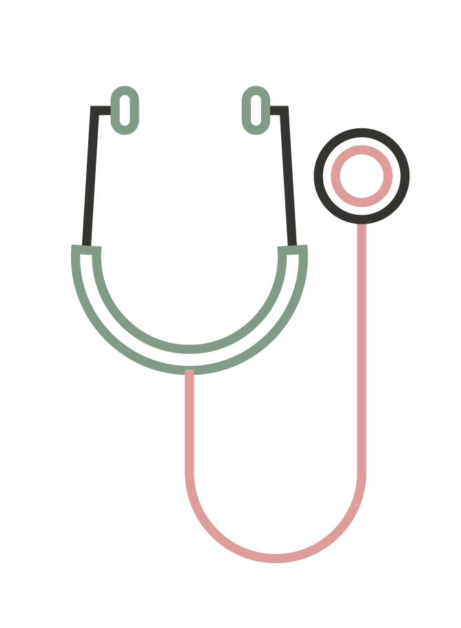 Paradise Medical Maui, Stethoscope icon with chestpiece, tubing, and earpieces.