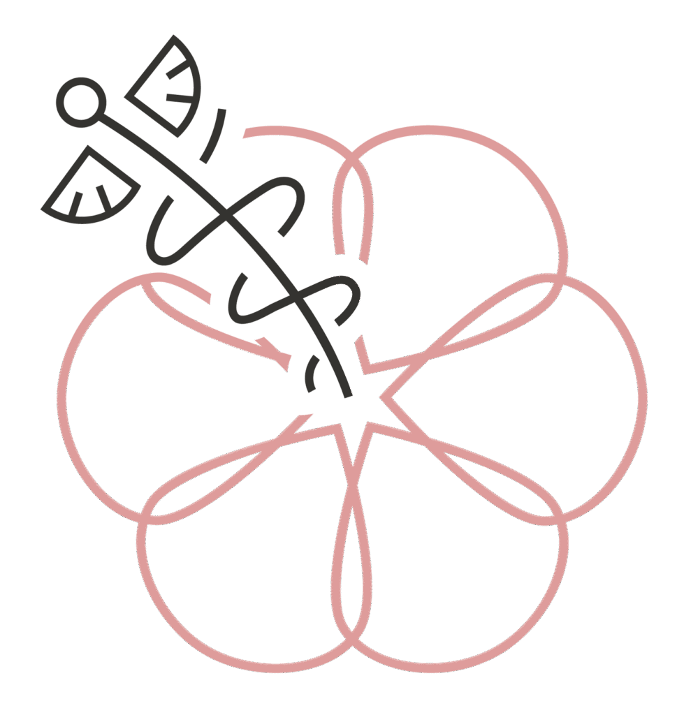 Paradise Medical Maui, Caduceus medical symbol intertwined with a pink flower design