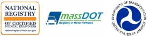 Paradise Medical Maui, Logos for National Registry of Certified Medical Examiners, MassDOT, and US Department of Transportation.