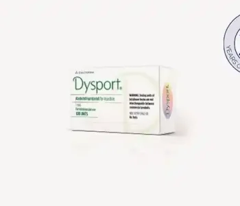 Paradise Medical Maui, Dysport injection box with 25 years clinical legacy seal.