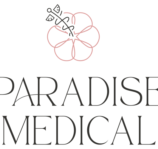 Paradise Medical Maui, Paradise Medical logo: caduceus with flower. Healthcare branding.